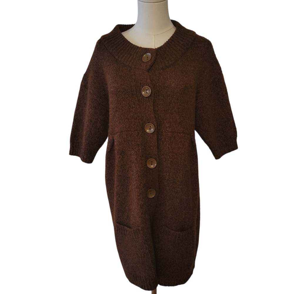 The Limited Brown Short Sleeve Cardigan Sweater Size Large